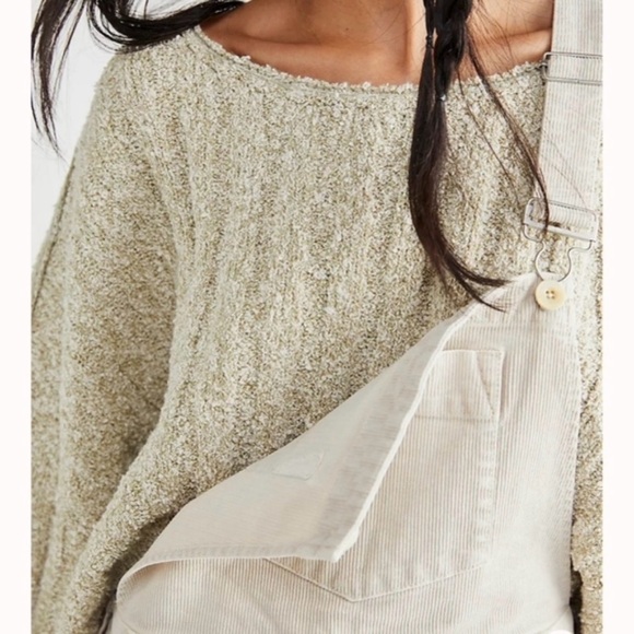 FREE PEOPLE Good Day Pullover Sweater Short Sleeve Beige XS - Picture 6 of 11